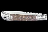 Pocketknife With Fossil Dinosaur Bone (Gembone) Inlays #136580-3